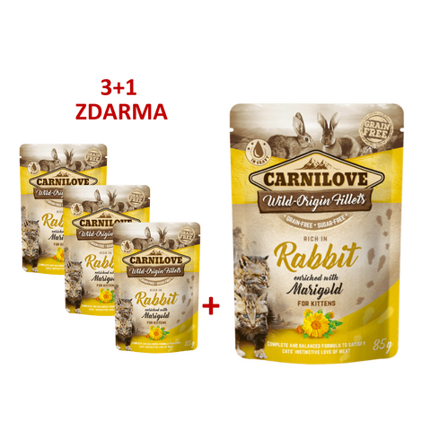 4 x Carnilove Cat Pouch Rich in Rabbit Enriched with Marigold 85g - 1